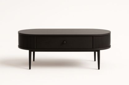 Table basse ovale en bois noir avec tiroir 120x60x45 cm