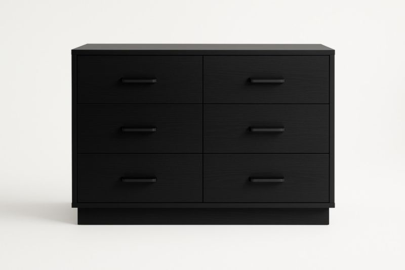 Commode en Bois Noir avec 6 Tiroirs