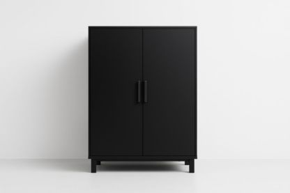 Armoire de rangement à deux portes en MDF noir