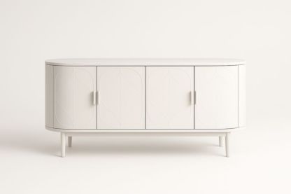 Buffet ovale en bois MDF blanc avec 4 portes