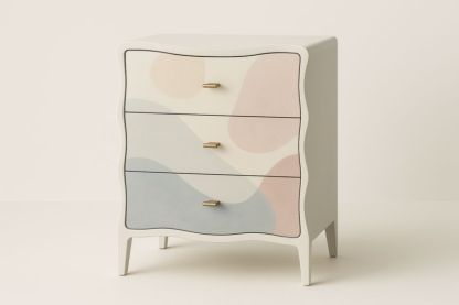 Commode à 3 tiroirs MDF Blanc Multicolore