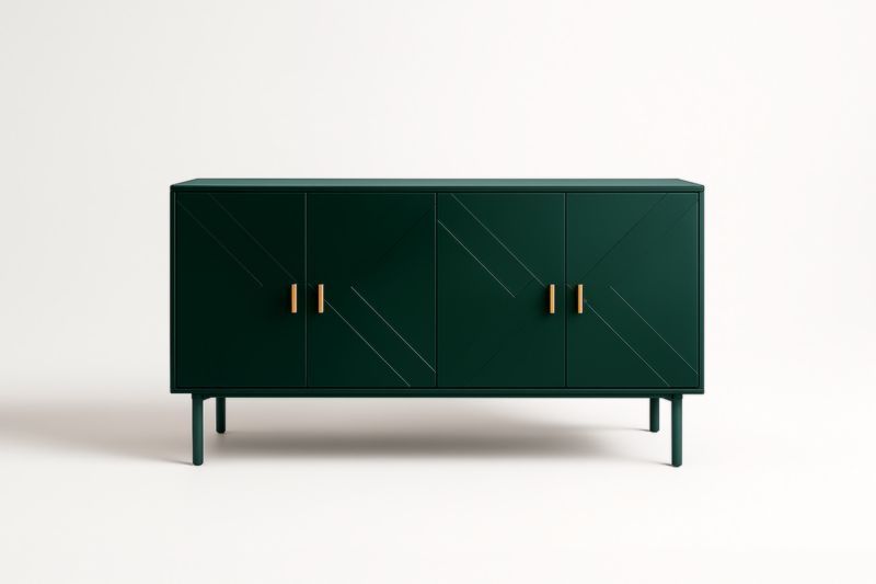 Buffet en bois MDF avec portes et poignées dorées 160 cm