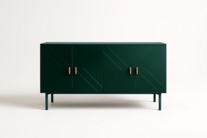 Buffet en bois MDF avec portes et poignées dorées 160 cm