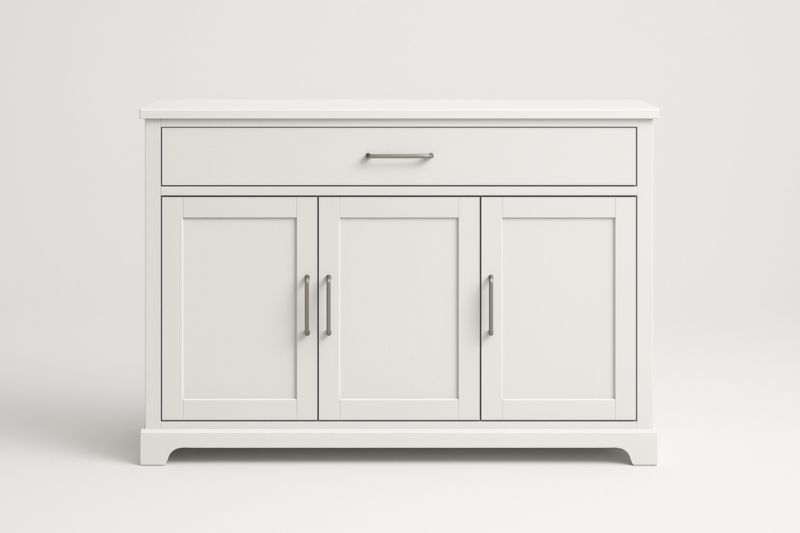 Buffet en Bois MDF Blanc avec Poignées Métalliques