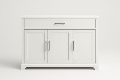 Buffet en Bois MDF Blanc avec Poignées Métalliques