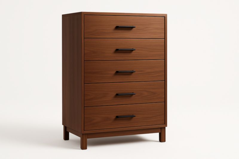 Commode à 5 tiroirs en bois de noyer 100x80x40 cm