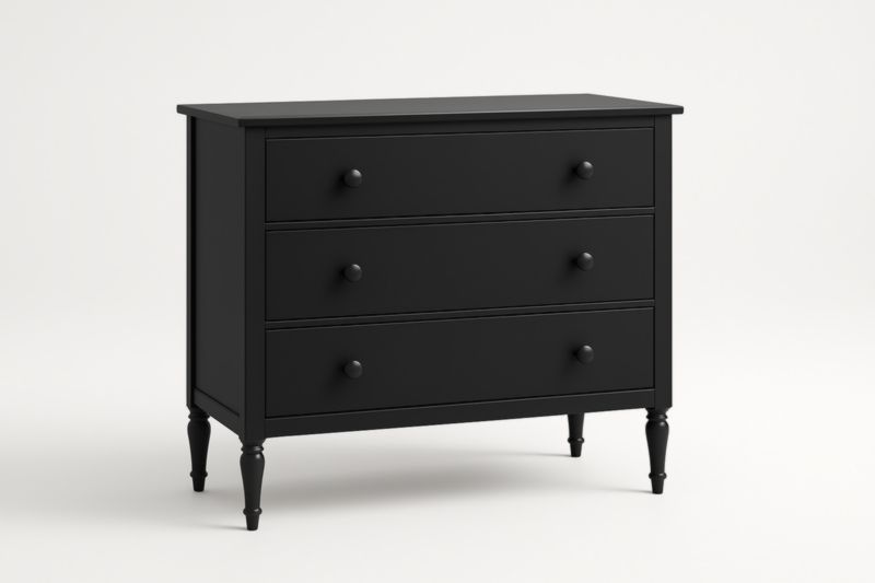 Commode 3 Tiroirs Bois Noir 80x40x78 cm