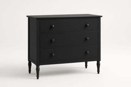 Commode 3 Tiroirs Bois Noir 80x40x78 cm