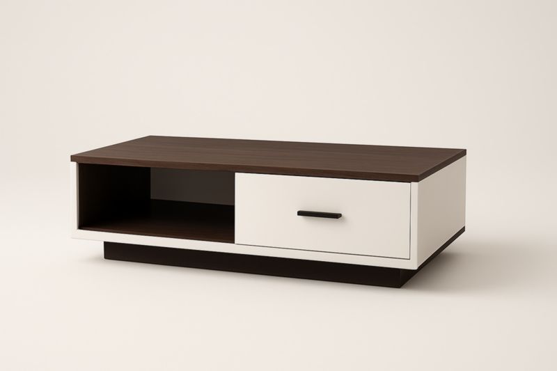 Table basse en bois et acier avec tiroir 110x60x30 cm