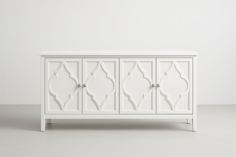 Buffet en MDF Blanc Quatre Portes 160x50x90 cm