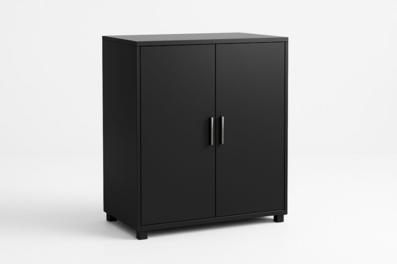 Armoire de rangement à deux portes en MDF noir