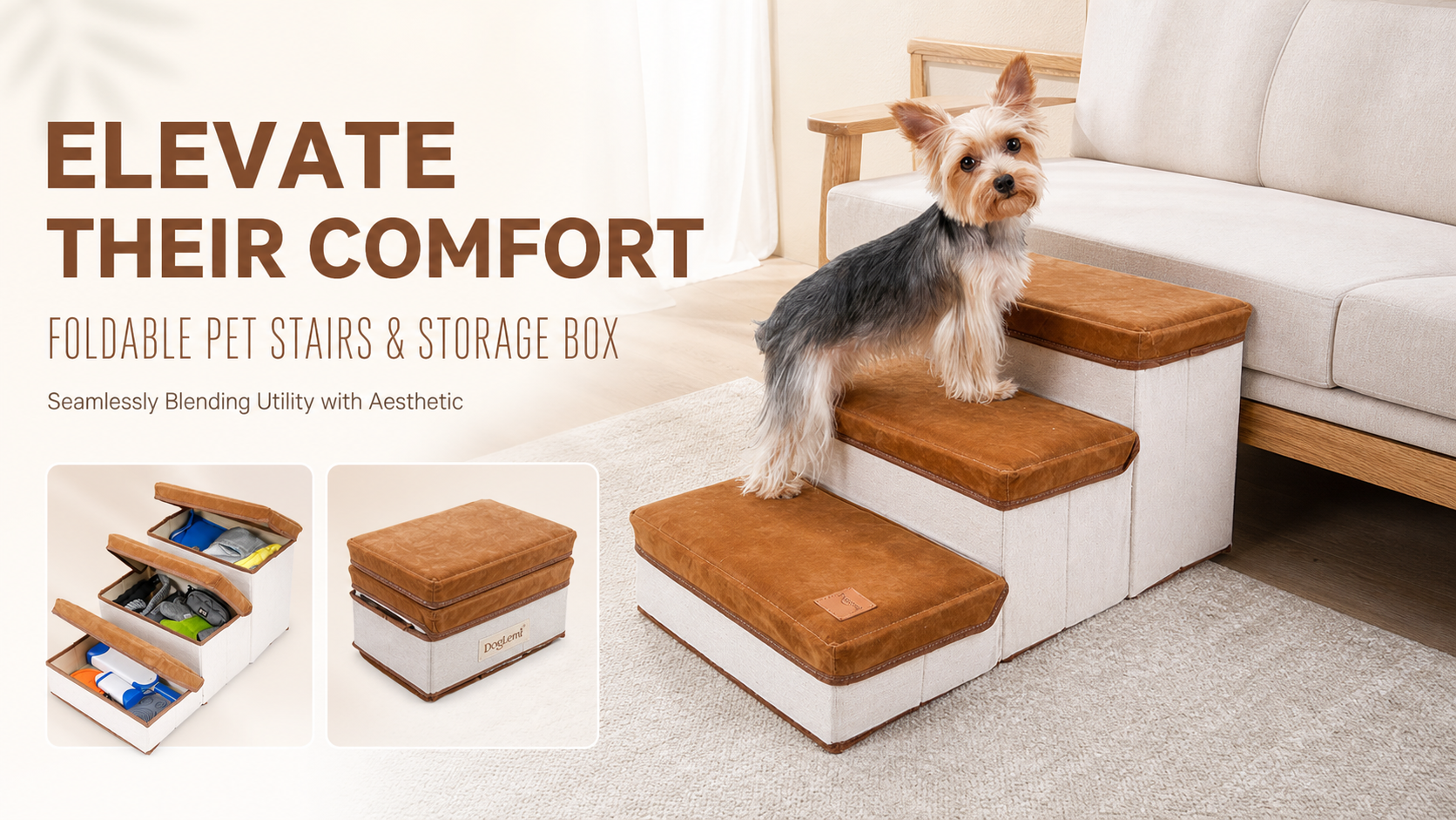 Foldable Non-Slip Pet Stairs for Dogs & Cats
