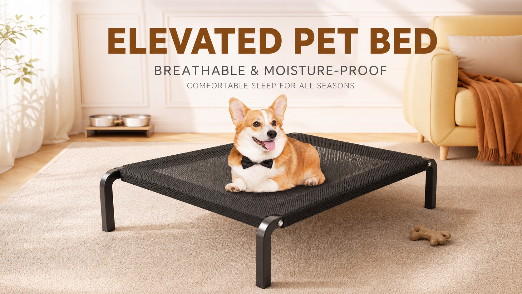Elevated Breathable Mesh Dog Bed – Reinforced Steel Frame