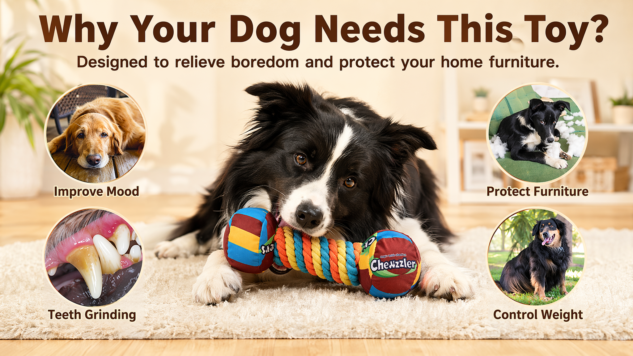 wisted Candy Rope Dumbbell Dog Toy