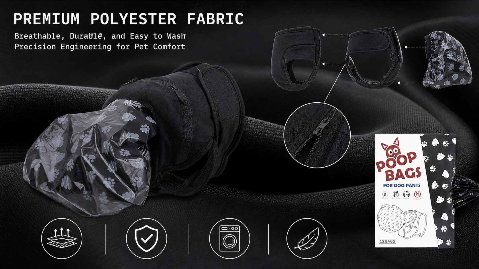 Washable Dog Hygiene Pants for Outdoor Walks