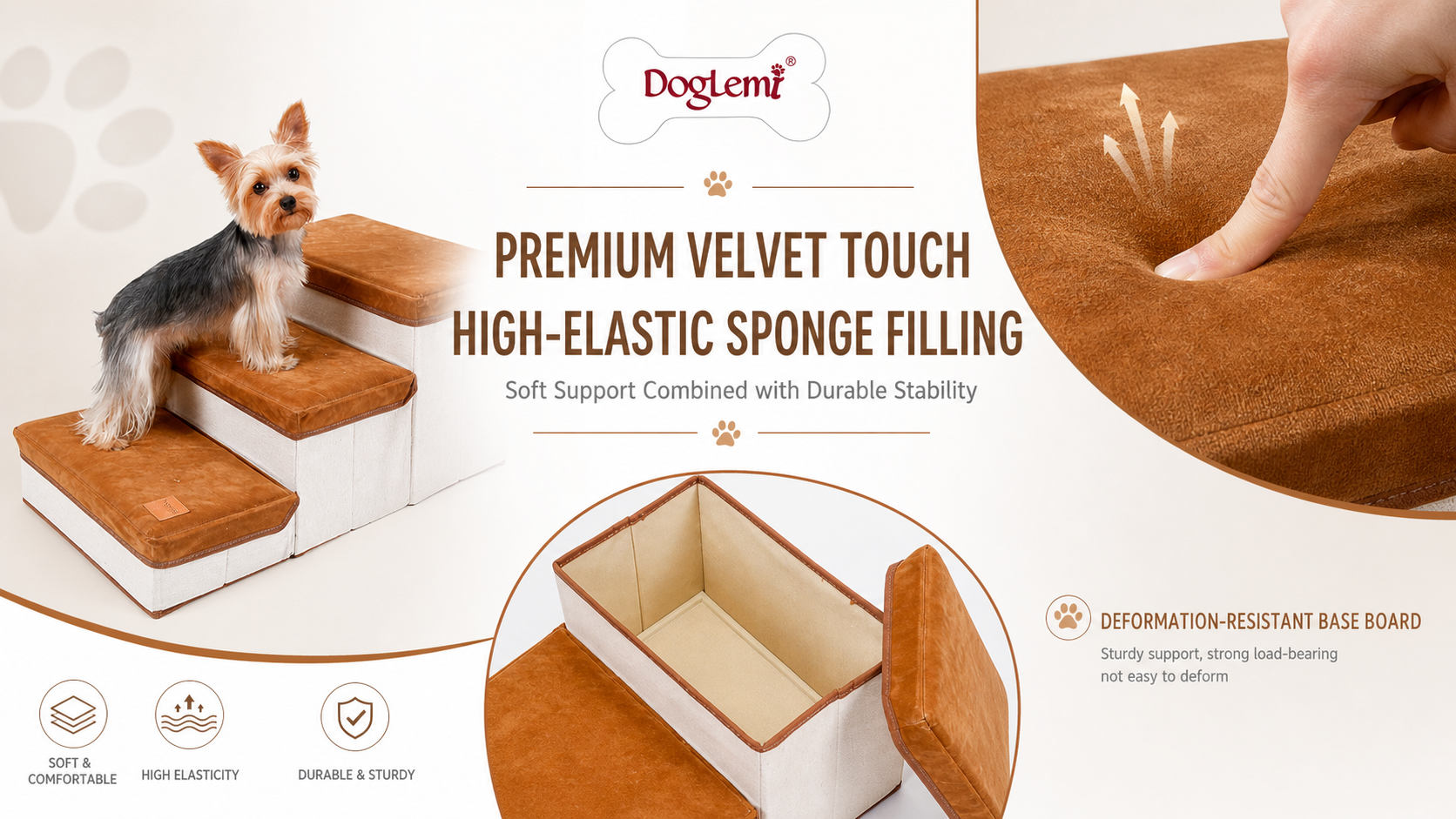 Foldable Non-Slip Pet Stairs for Dogs & Cats
