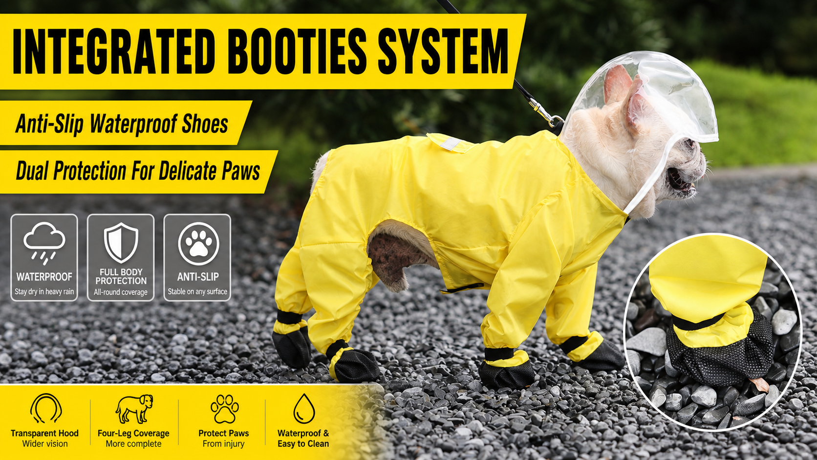 Waterproof Dog Raincoat with Clear Hood