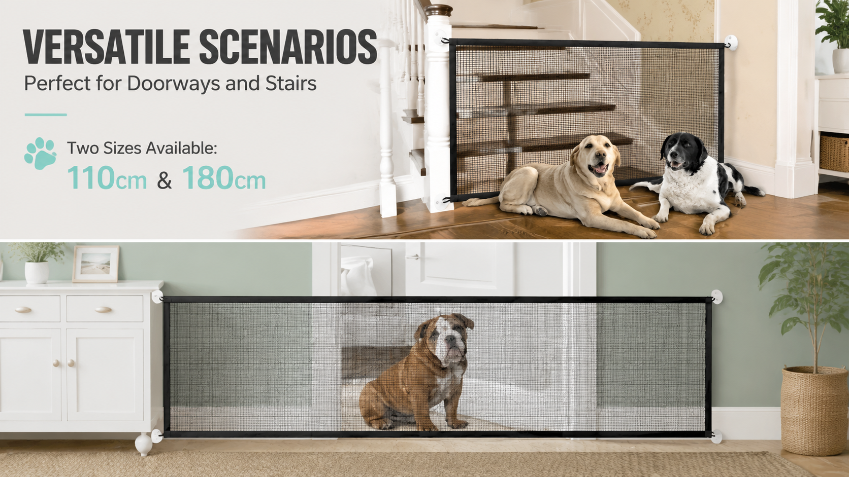 No-Drill Mesh Pet Gate for Indoor Doorways