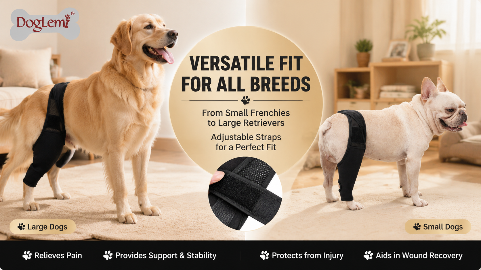 Adjustable Dog Hind Leg Support Wrap – Soft Joint Sleeve