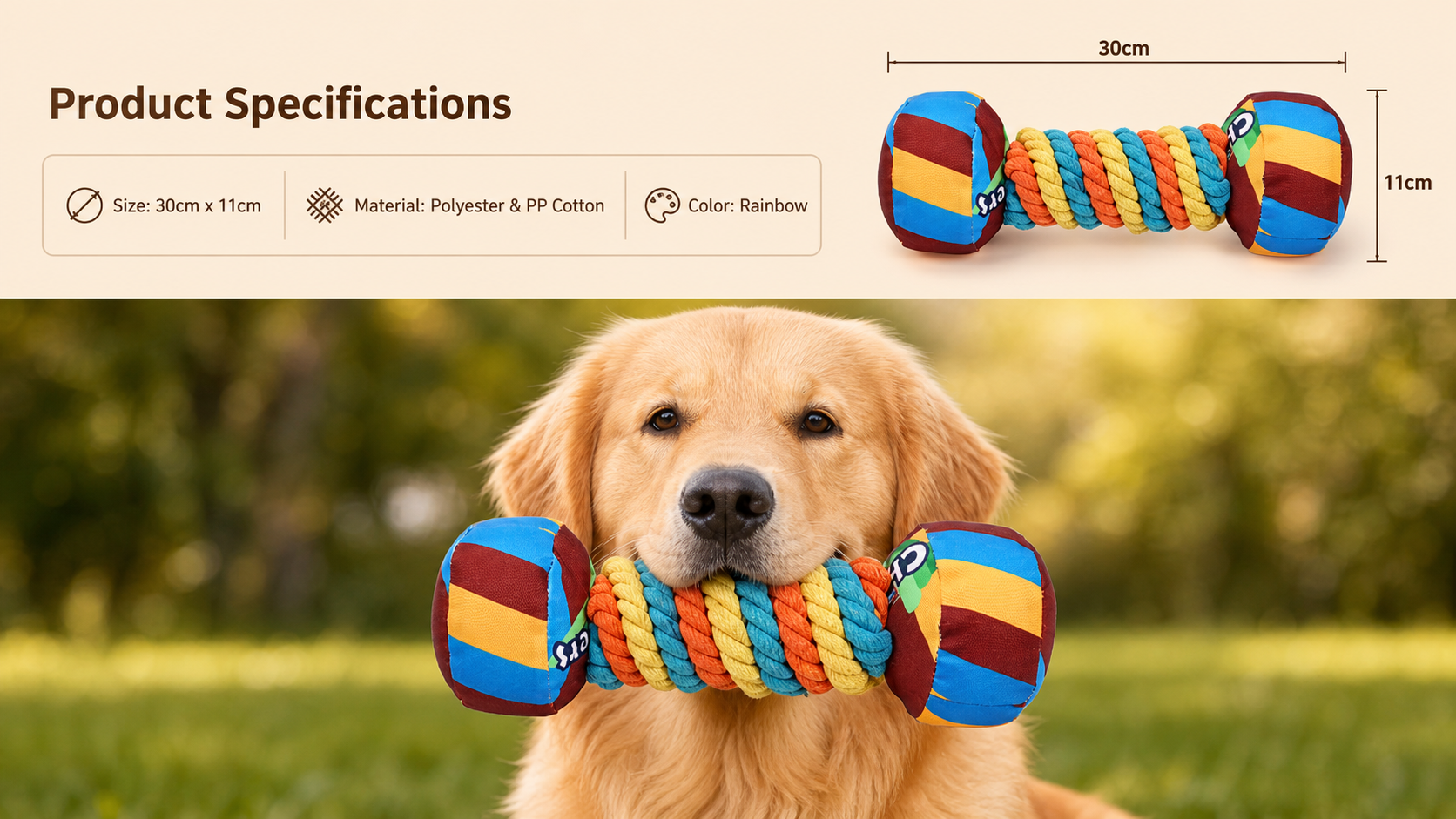 wisted Candy Rope Dumbbell Dog Toy