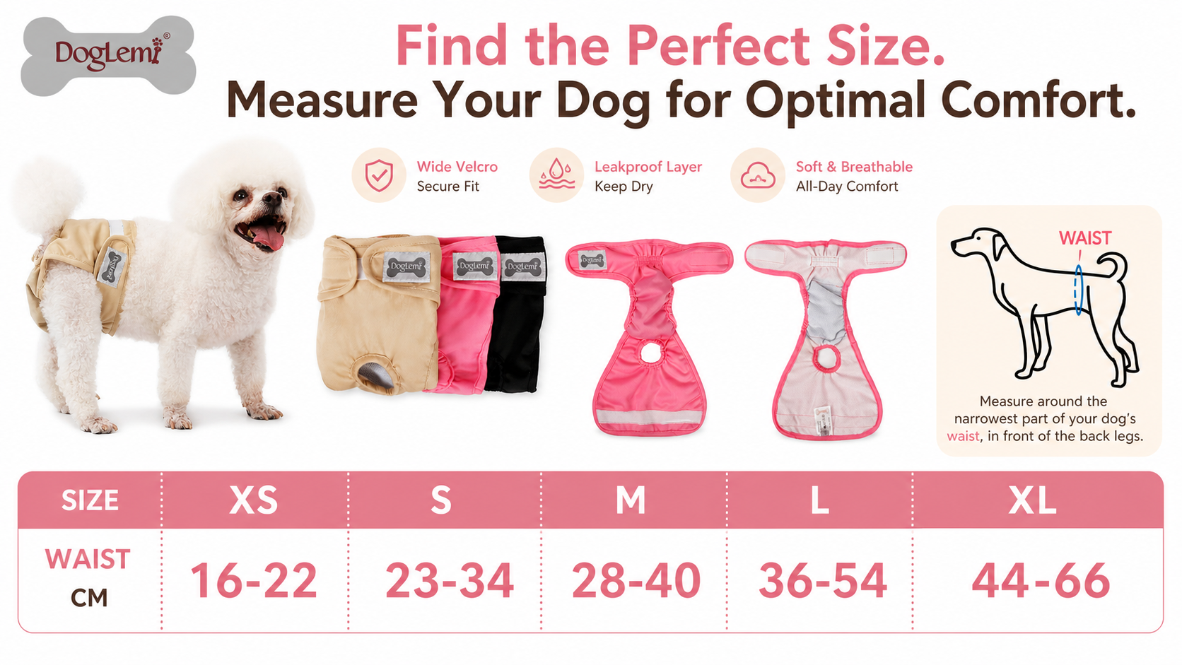 Breathable Washable Female Dog Hygiene Pants for Heat Cycle Care