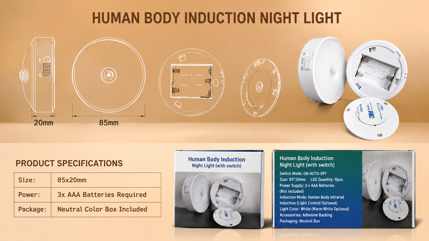 Motion Sensor Pet Night Light – Battery Powered