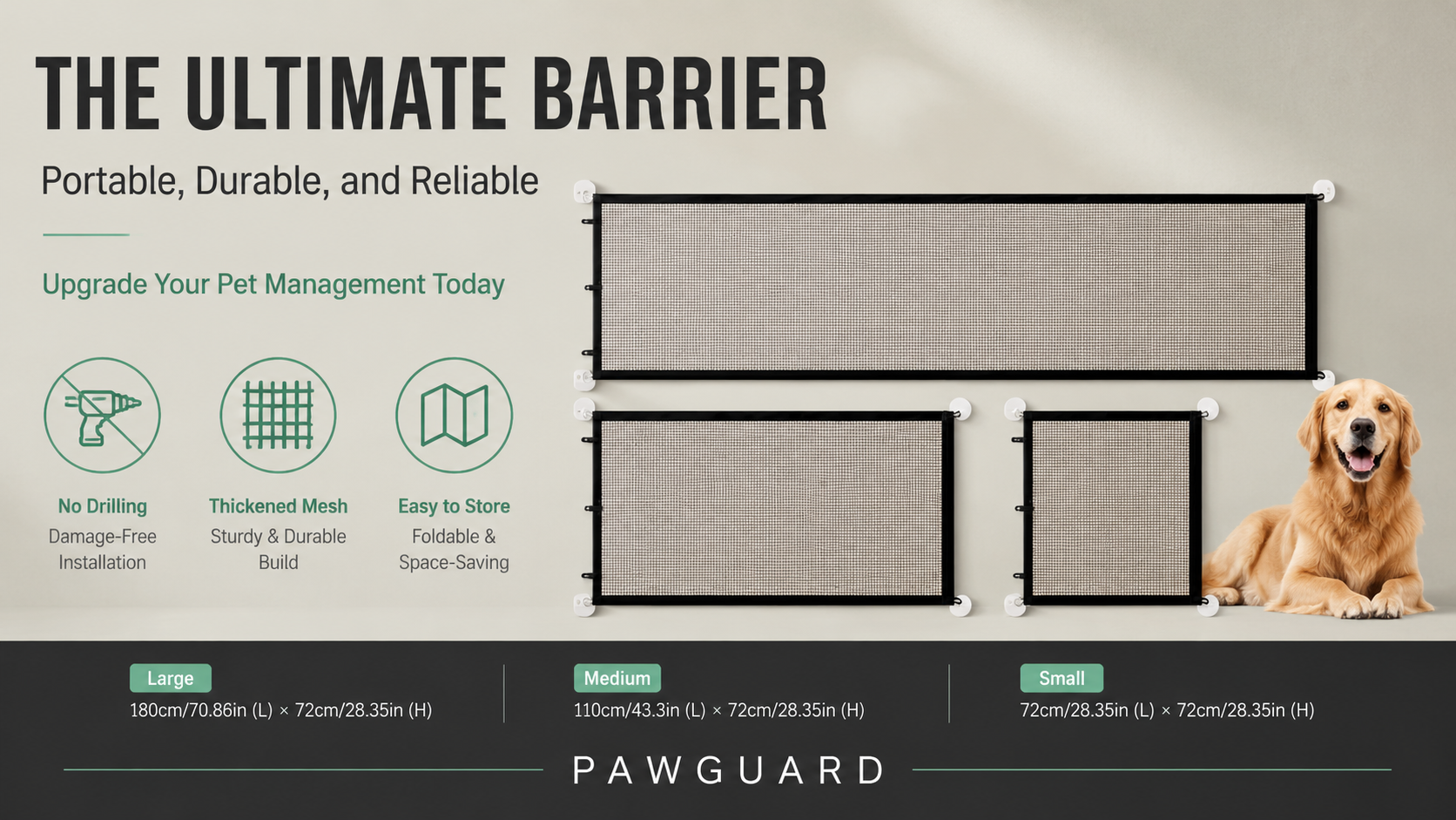 No-Drill Mesh Pet Gate for Indoor Doorways