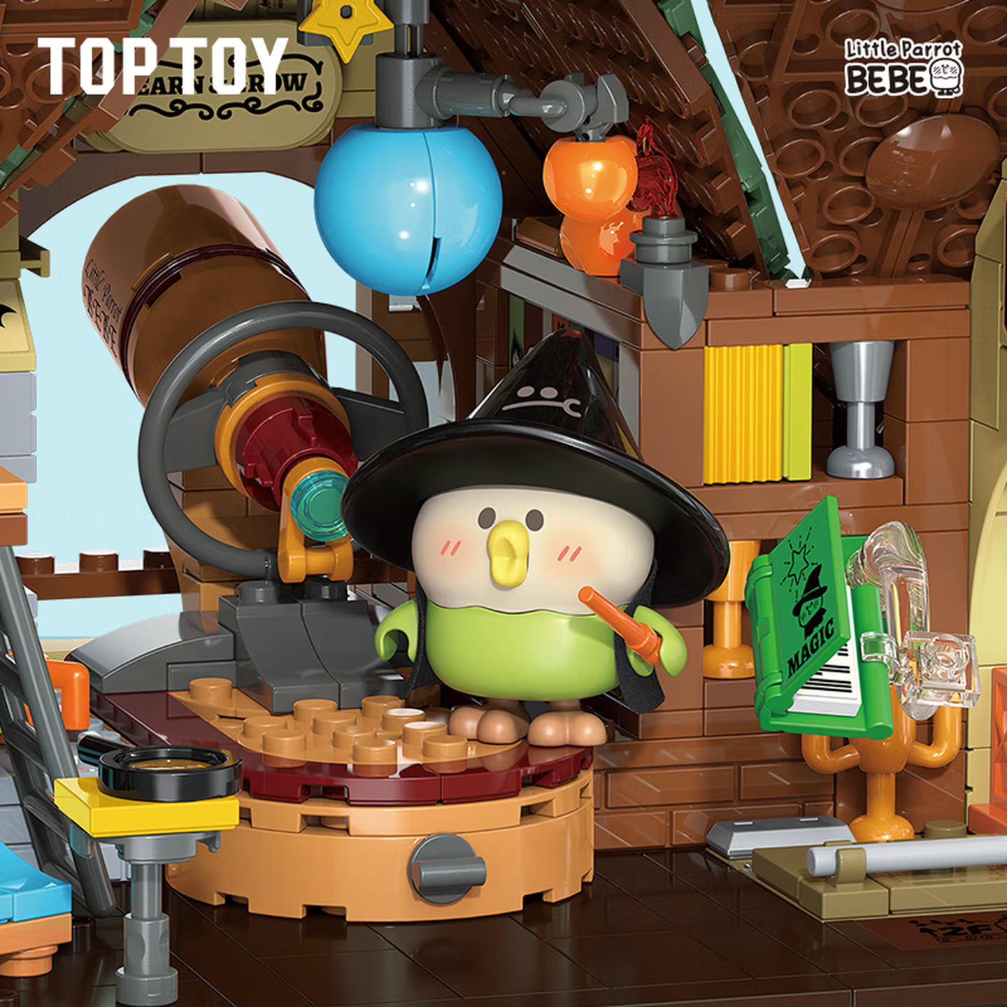 TOP TOY China Building Blocks Little Parrot BEBE Magic Fantasy Academy Series Building Blocks Modeling Pieces Girls' and Children's Gifts Fantasy Library 