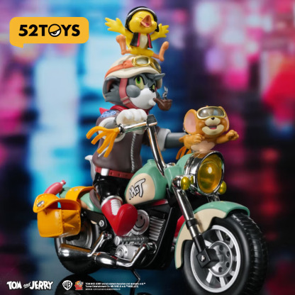 52TOYS TOM & JERRY Tom and Jerry Retro Motorcycle Figurines, Trendy Toys, Anime Toys, Ornaments, New Year Gifts