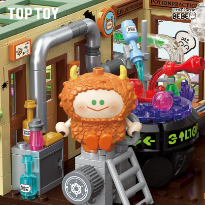 TOP TOY China Building Blocks Little Parrot BEBE Magic Fantasy Academy Series Building Blocks Modeling Pieces Girls' and Children's Gifts Fantasy Library 