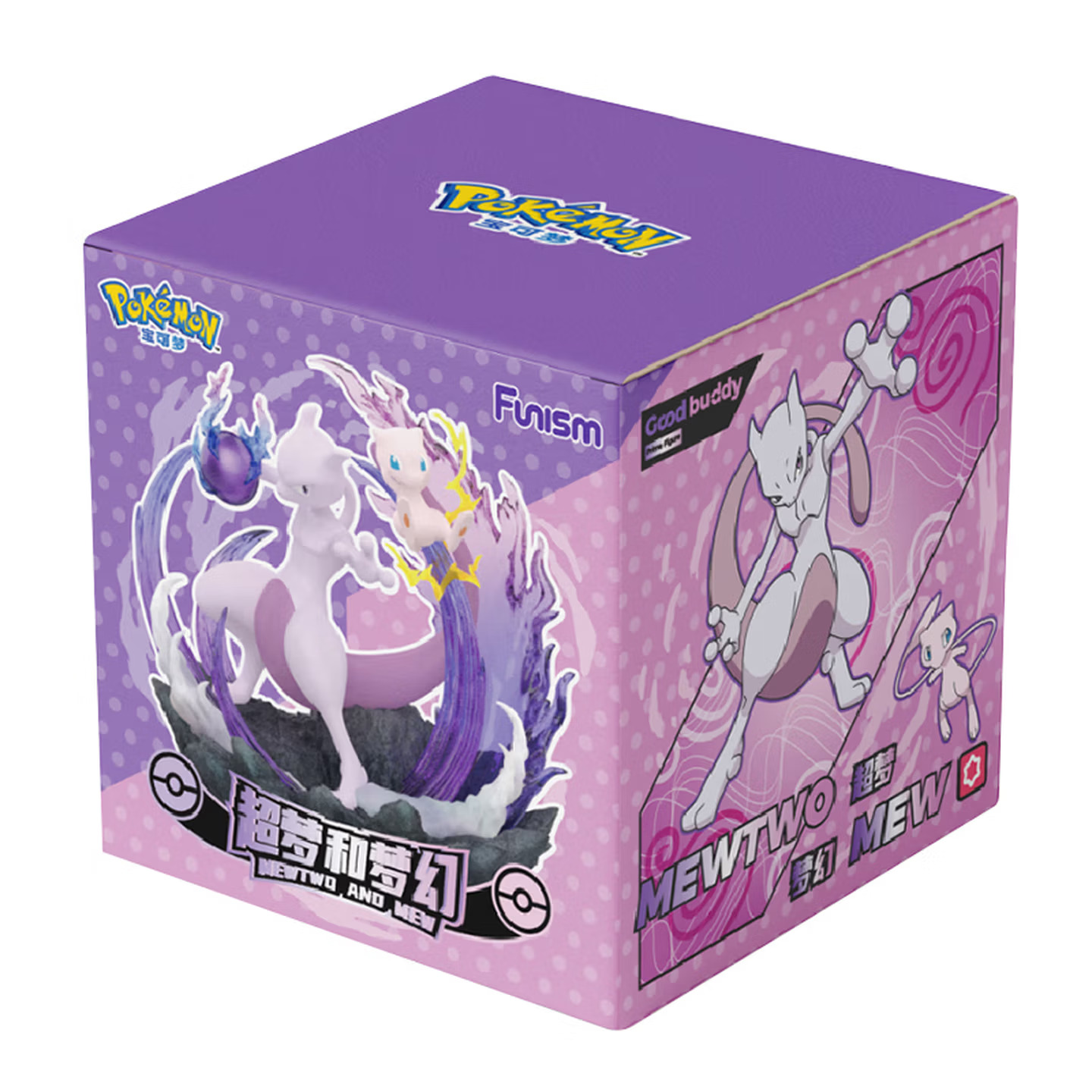 UNIS Playful Pokémon Mewtwo and Mew Figurines, Toys, Anime Desktop Decorations, Birthday Gifts (Medium Size)