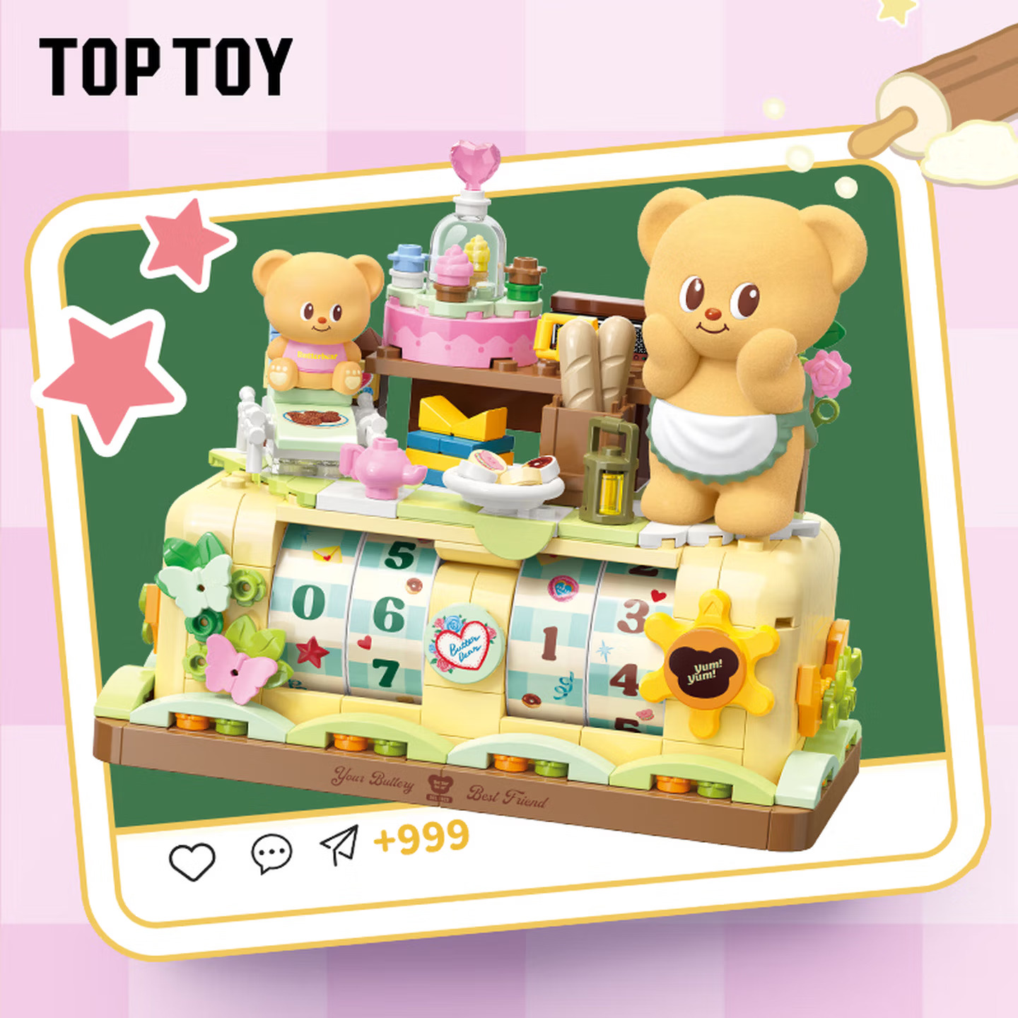  TOP TOY Butter Bear Series Authentic Perpetual Calendar Building Block Toy for Children Aged 6-12, Girl's Birthday Gift (Collection)