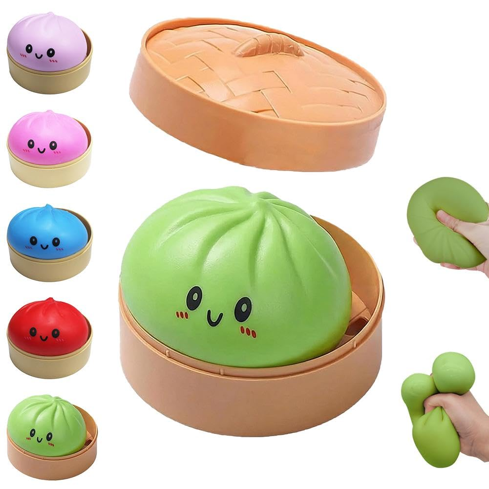 Dumpling Squishies, Mystery Glitter Dumpling Squishies Box, Colorful Dumplings Stress Balls Fidget Sensory Toy, Soft Squeeze Decompression Dough for Anxiety Relief Fidget, Kids Easter Basket Stuffers