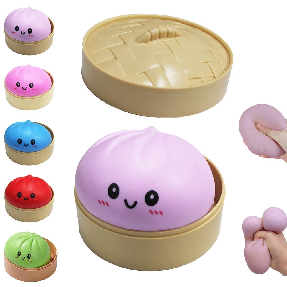 Dumpling Squishies, Mystery Glitter Dumpling Squishies Box, Colorful Dumplings Stress Balls Fidget Sensory Toy, Soft Squeeze Decompression Dough for Anxiety Relief Fidget, Kids Easter Basket Stuffers