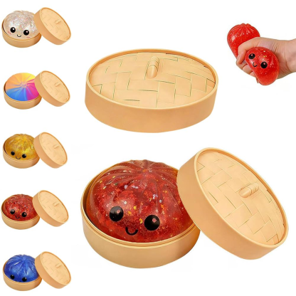 Dumpling Squishies, Mystery Glitter Dumpling Squishies Box, Colorful Dumplings Stress Balls Fidget Sensory Toy, Soft Squeeze Decompression Dough for Anxiety Relief Fidget, Kids Easter Basket Stuffers
