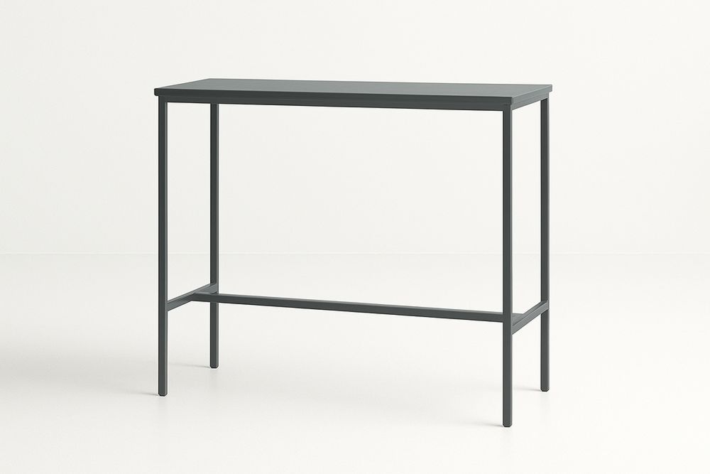Table haute rectangulaire en acier noir, dimensions 101×54×95 cm