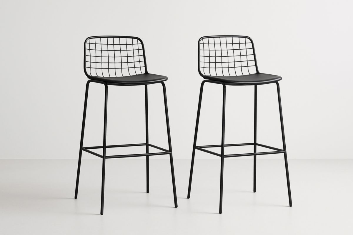 Tabourets de Bar en Métal Noir (Lot de 2)