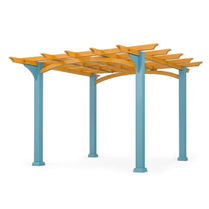 Pergola en aluminium et bois Bleu turquoise mat/Chêne clair