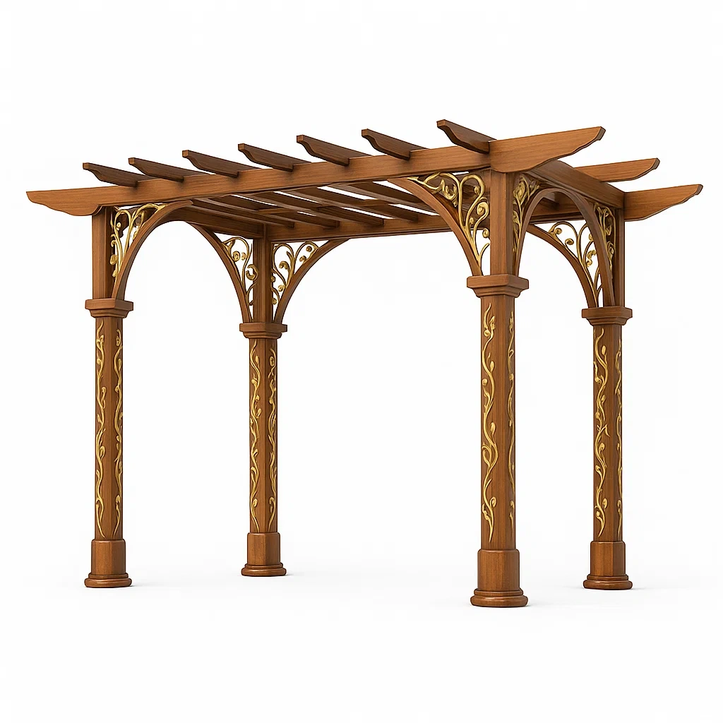 Pergola en bois avec décorations dorées 300 × 300 × 250 cm