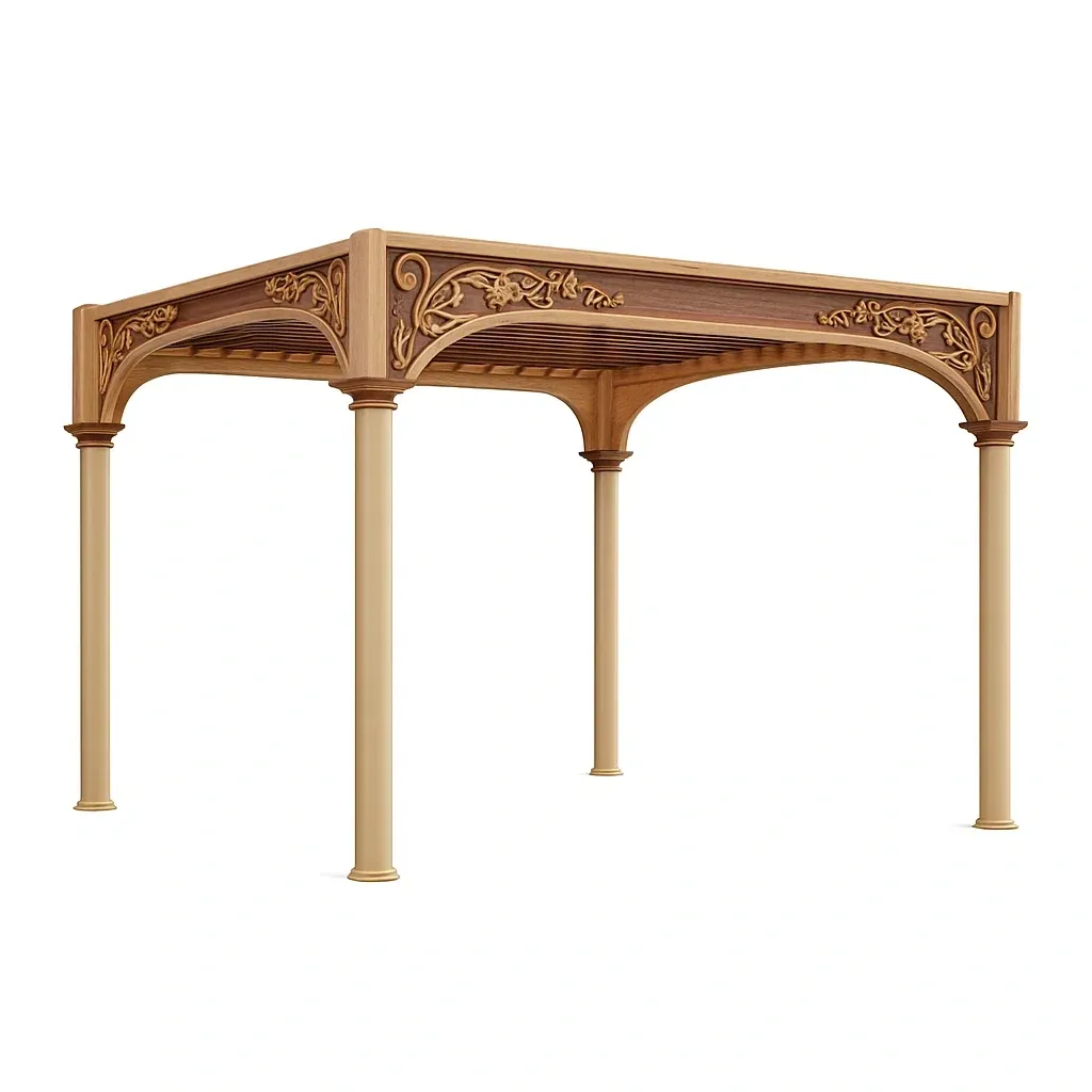 Pergola en bois avec sculptures 300 × 300 × 250 cm