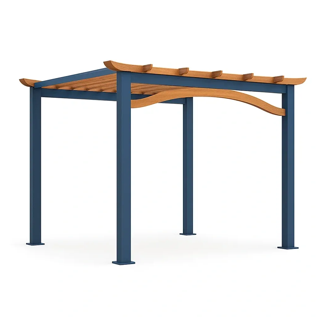 Pergola en métal et bois 280 × 280 × 280 cm