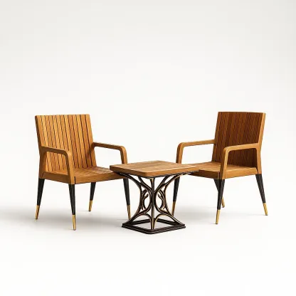 Ensemble bistrot en bois et métal pour extérieur