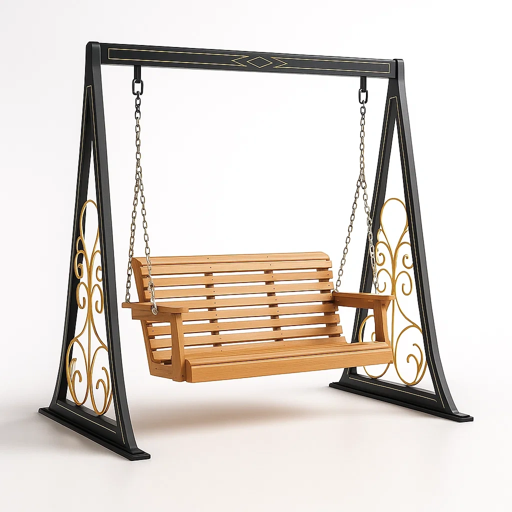 Balançoire de jardin suspendue en bois et métal