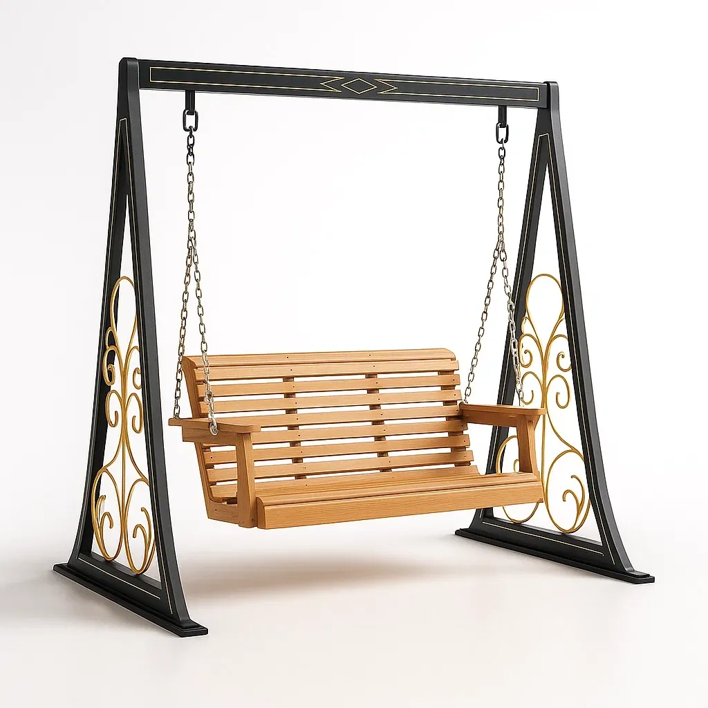 Balançoire de jardin suspendue en bois et métal