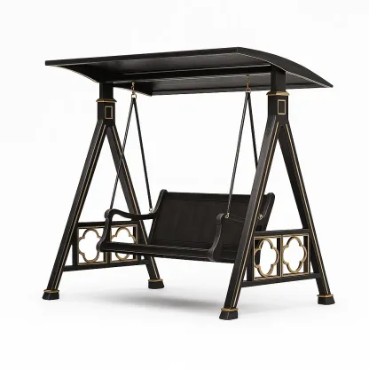 Balançoire de jardin en acier noir avec toit et siège suspendu