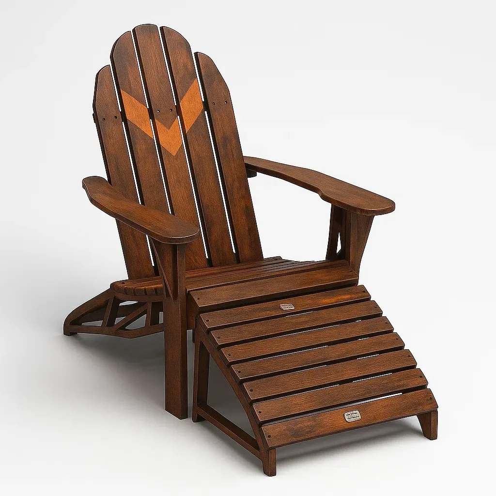Chaise adirondack en bois massif marron avec repose-pieds