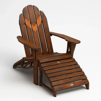 Chaise adirondack en bois massif marron avec repose-pieds