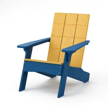 Chaise adirondack en bois et plastique bleu jaune