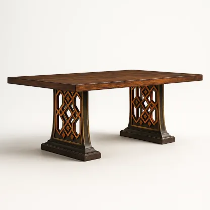 Table à manger rectangulaire en bois sculpté 76 × 180 × 90 cm