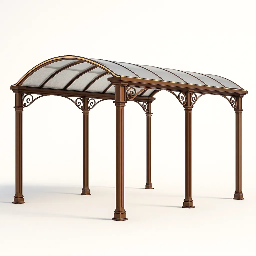 Abri de voiture en aluminium et polycarbonate marron